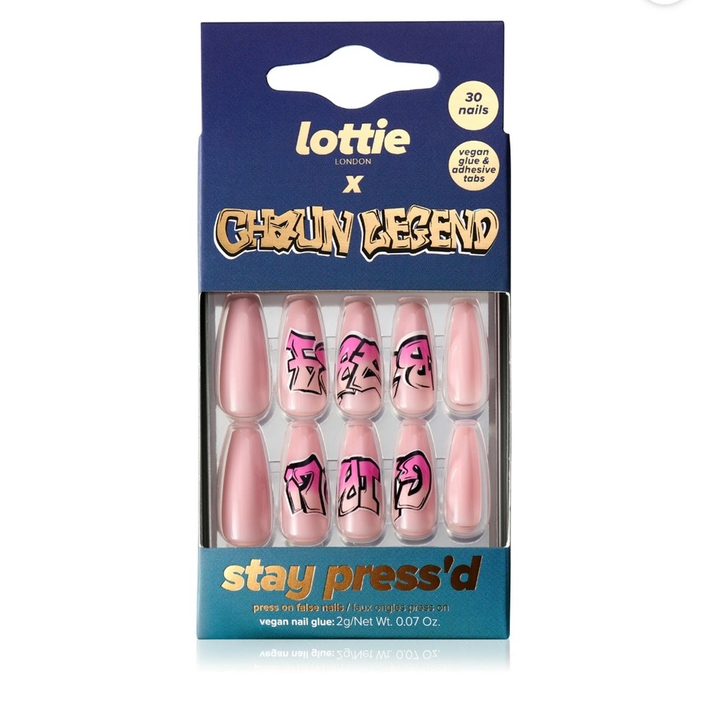 Lottie London x Chaun Legend Press On Nails, Baby Girl, 30 Coffin Shape